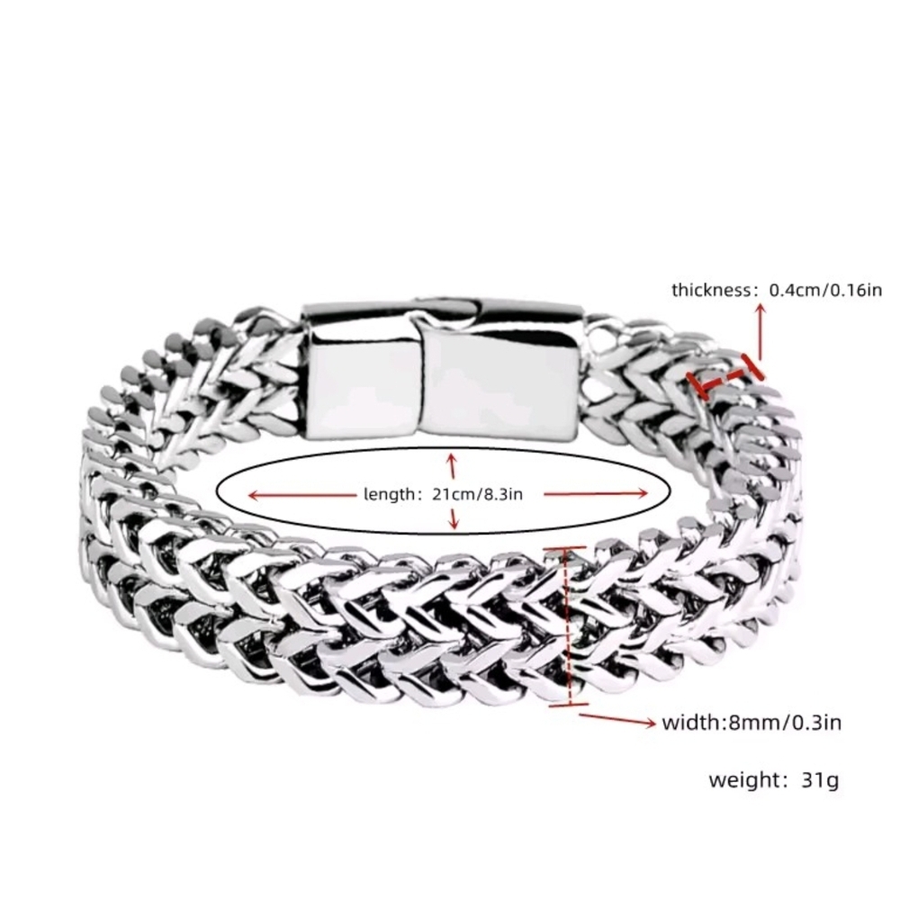 Men's Silver Chain Bracelet - Picture 5 of 10